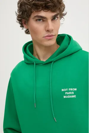 Drôle de Monsieur Felpa uomo colore con cappuccio E.HO162.CO127.GN Le Hoodie Slogan
