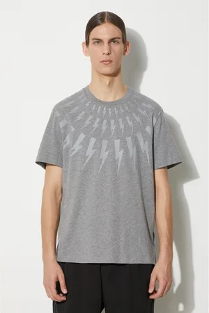 Neil Barrett T-shirt in cotone Fairisle Thunderbolt Slim uomo colore MY70007S-Y524-756N