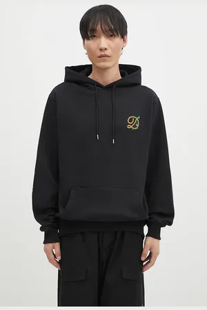 Drôle de Monsieur Felpa in cotone Le Hoodie D Raisin uomo colore con cappuccio con applicazione E-HO170-CO127-BL