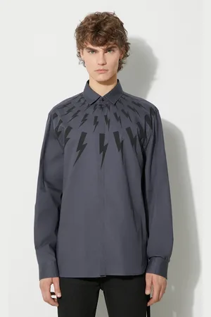 Neil Barrett Neil Barett camicia in cotone LOOSE FAIR-ISLE THUNDERBOLT uomo PBCM173.V003S.3543