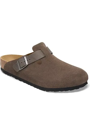 Birkenstock Ciabatte slide in camoscio Boston uomo colore 1029210