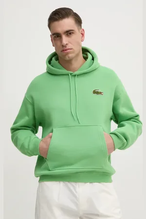 Lacoste Felpa in cotone uomo colore blu con cappuccio SH2754