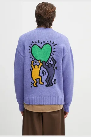 Wacko Maria Cardigan in lana x Keith Haring colore KH.WM.KN04