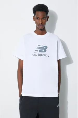 New Balance T-shirt in cotone Essentials Cotton uomo colore MT41502WT