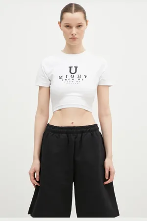 Vetements T-shirt in cotone U Might Know Me Cropped Fitted donna colore WA66TR750W
