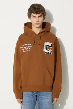 Carhartt Felpa Hooded Brown Ducks Sweat uomo colore con cappuccio con applicazione I033930.HZXX