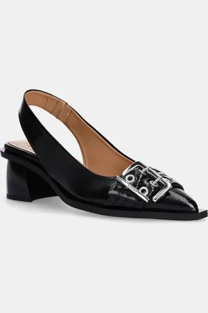 Ganni Decolletè Feminine Buckle Slingback Pump Naplack colore S2892