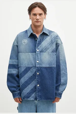 AMBUSH Giacca camicia Patchwork Denim Shirt Vintage colore BMYD003F24DEN0014400