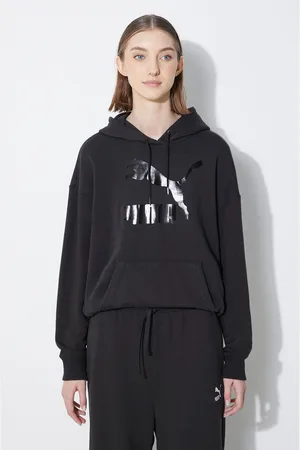 PUMA Felpa CLASSICS Shiny Logo Hoodie donna colore con cappuccio 625595