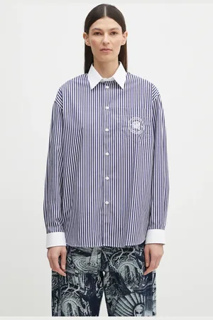 Sporty & Rich Camicia in cotone Bristol Crest 100th Oversized donna colore SI019517654BL83