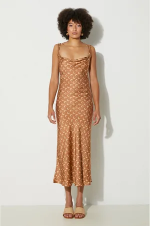Marine Serre Vestito Moon Printed Flou Long Slip Dress colore WDR302A