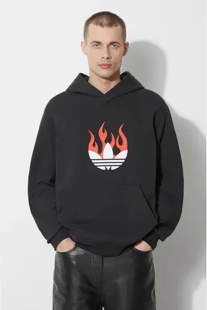 adidas Felpa in cotone uomo colore con cappuccio con applicazione IS0208