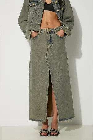 Ganni Gonna di jeans Overdyed Heavy Denim Maxi Skirt colore J1477