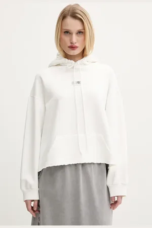 Maison Margiela Felpa in cotone donna colore con cappuccio con applicazione S52GU0235