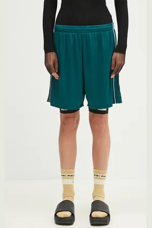 MARTINE ROSE Pantaloncini Double Football Shorts colore verde con applicazione 159JT01400