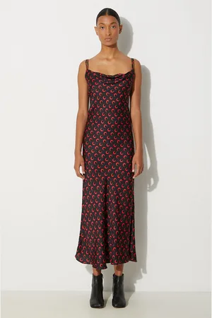 Marine Serre Vestito Moon Printed Flou Long Slip Dress colore WDR302A.CWOV0040