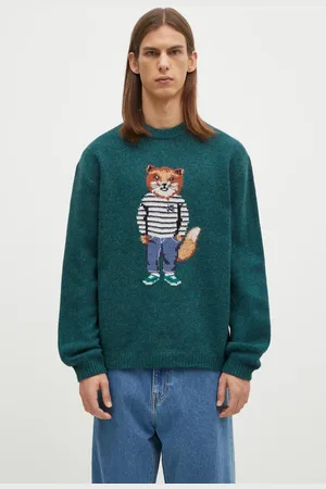 Maison Kitsuné Maglione in lana Dressed Fox Intarsia uomo colore NM00809KH0002