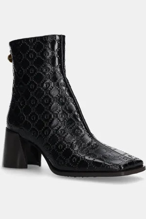 Marine Serre Stivaletti alla caviglia in pelle Moonogram Embossed Leather Ms Block donna colore WFW037A.CLEA0051