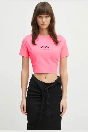 Vetements T-shirt Oval Logo Cropped Fitted donna colore WA66TR700H