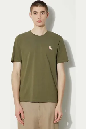 Maison Kitsuné T-shirt in cotone Chillax Fox Patch Regular Tee Shirt uomo colore con applicazione LM00110KJ0008