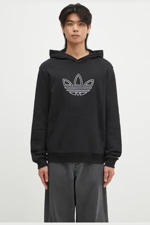 adidas Felpa in cotone Outline Hoodie uomo colore con cappuccio con applicazione JJ1506