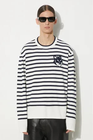 Maison Kitsuné Maglione in cotone Fox Head Intarsia Comfort Striped Jumper colore MM00803KT1102