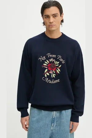 Drôle de Monsieur Maglione in lana Le Maille Slogan Fleurs colore E.PO162.WO007.NY Le Maille Slogan Fleurs