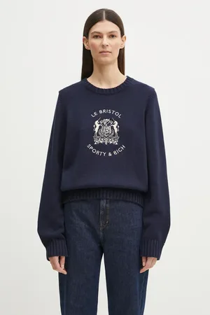 Sporty & Rich Maglione in cotone Bristol Crest Cotton Knit donna colore WS065517621BL32