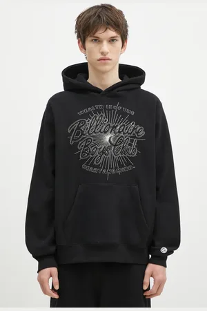 Billionaire Boys Club Felpa in cotone Script Logo Chainstitch Popover Hood uomo colore con cappuccio con applicazione B24448