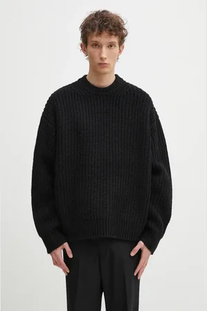 Mki Miyuki-Zoku Maglione in misto lana Chunky Rib Knit Crewneck uomo colore CHUNKY.RIB.KNIT.CRE.BL