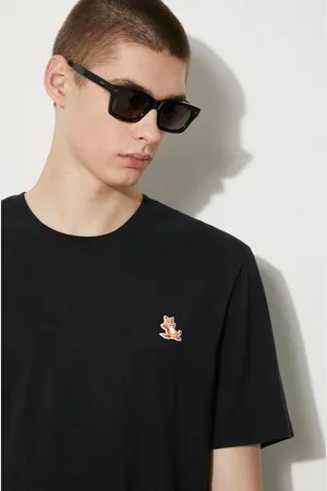 Maison Kitsuné T-shirt in cotone Chillax Fox Patch Regular Tee Shirt uomo colore con applicazione LM00110KJ0008