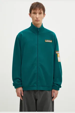 adidas Felpa Polarfleece Adibreak Tracktop uomo colore verde con applicazione IW5815