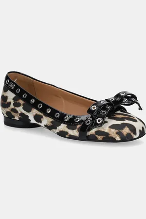 Ganni Ballerine Eyelets Bow Ballerina Satin Print colore S2889