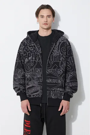 Pleasures Felpa Signal Zip Up Hoodie uomo colore con cappuccio con applicazione P24SP015.BLACK