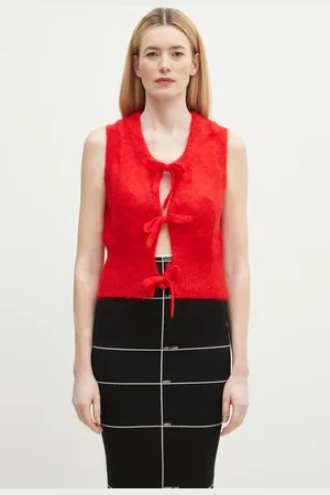 Ganni Gilè in lana Light Mohair Tie String Vest donna colore K2344