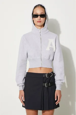 AMBUSH Felpa in cotone Crop Hoodie donna colore con cappuccio BWBB002F24FLE0020505