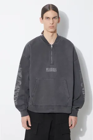 Pleasures Felpa in cotone Skull Spiral Quarter Zip uomo colore P24SP035.BLACK