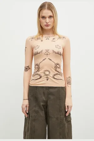 Marine Serre Camicia a maniche lunghe Tattoo Printed Jersey Second Skin Crewneck Top donna colore WTS006A.CJER0059