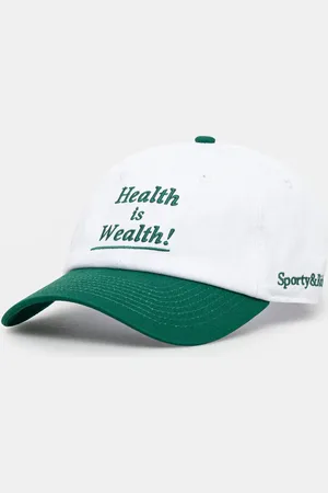 Sporty & Rich Berretto da baseball in cotone Health Is Wealth colore con applicazione AC040516006WH01