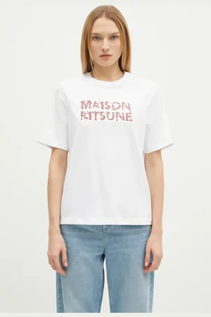 Maison Kitsuné T-shirt in cotone Woodland Alphabet donna colore NW00114KJ0119