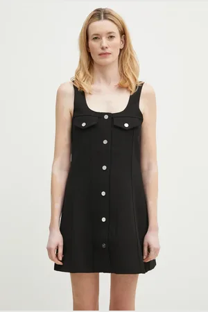 Ganni Vestito Bonded Crepe Mini colore W0187