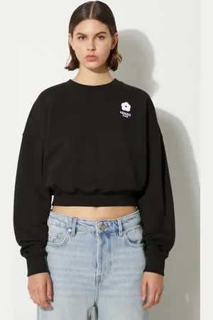 Kenzo Felpa in cotone Flower Boke 2.0 Cropped Sweat donna colore con applicazione FE62SW1664MI.99J