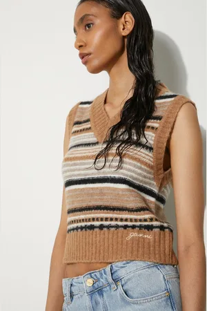 Ganni Gilè in lana Soft Wool Stripe Vest colore K2236