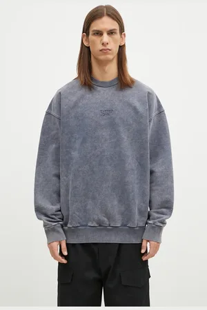 Reebok Felpa in cotone Trompe L Oeil Crewneck uomo colore con applicazione RMBA00DC99JER0014600
