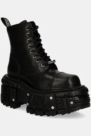New Rock Stivali da motociclista in pelle CRUST NEGRO IMPERFECT TANK NEGRO TORNILLOS donna colore M-TANK083-C1