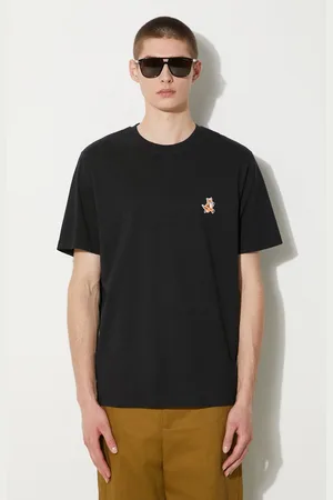 Maison Kitsuné T-shirt in cotone Speedy Fox Patch Comfort Tee Shirt uomo colore con applicazione MM00125KJ0008