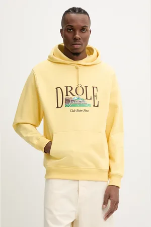 Drôle de Monsieur Felpa in cotone Le Hoodie Tennis Court colore con cappuccio con applicazione G-HO176-CO127-LYL