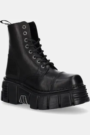 New Rock Stivali in pelle Crust Negro, Tower Negro + Lateral colore M-NEWMILI083-S39