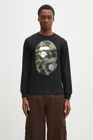 A Bathing Ape Top a maniche lunghe in cotone 1St Camo Big Ape Head colore 1K80111018