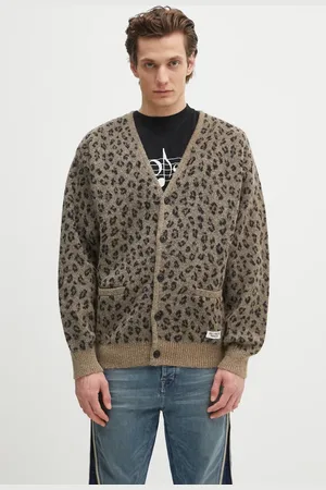 Wacko Maria Cardigan in lana Leopard Mohair colore 24FW-WMK-KN12